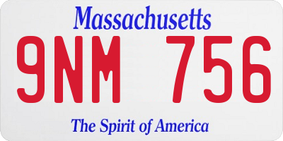 MA license plate 9NM756