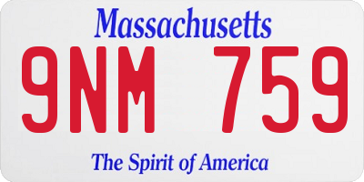 MA license plate 9NM759