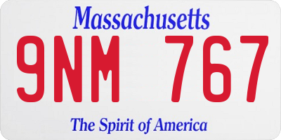 MA license plate 9NM767