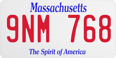 MA license plate 9NM768