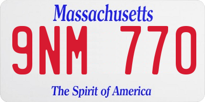 MA license plate 9NM770