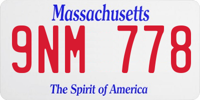 MA license plate 9NM778