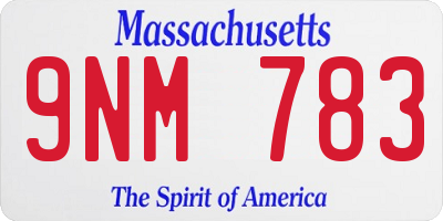 MA license plate 9NM783