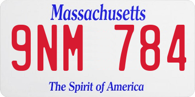 MA license plate 9NM784