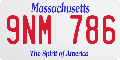 MA license plate 9NM786