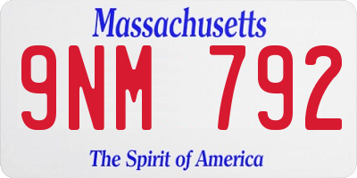 MA license plate 9NM792