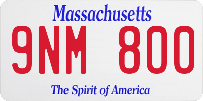 MA license plate 9NM800