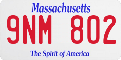 MA license plate 9NM802