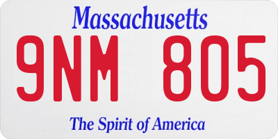 MA license plate 9NM805