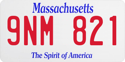 MA license plate 9NM821