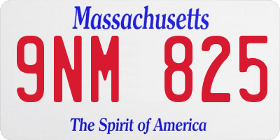 MA license plate 9NM825