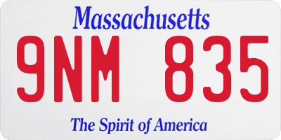MA license plate 9NM835