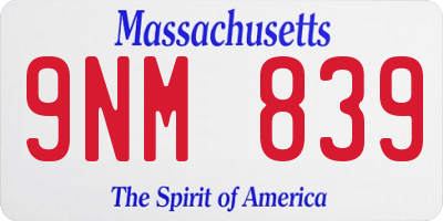 MA license plate 9NM839