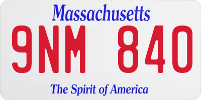 MA license plate 9NM840