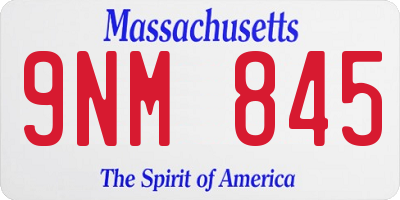 MA license plate 9NM845