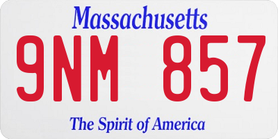 MA license plate 9NM857