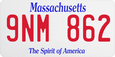 MA license plate 9NM862