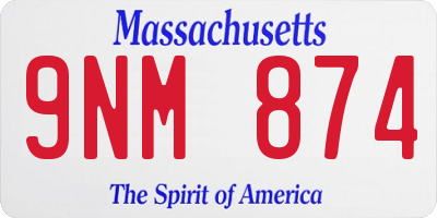MA license plate 9NM874