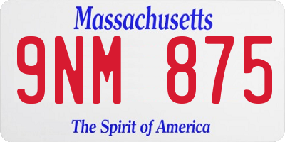 MA license plate 9NM875