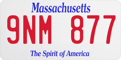 MA license plate 9NM877