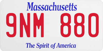 MA license plate 9NM880
