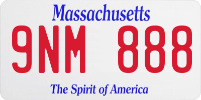 MA license plate 9NM888