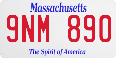 MA license plate 9NM890