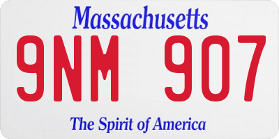 MA license plate 9NM907