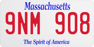 MA license plate 9NM908