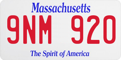 MA license plate 9NM920