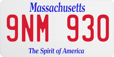 MA license plate 9NM930