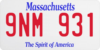 MA license plate 9NM931