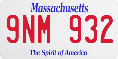 MA license plate 9NM932