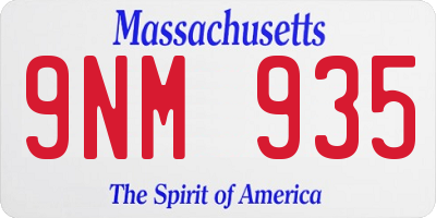 MA license plate 9NM935