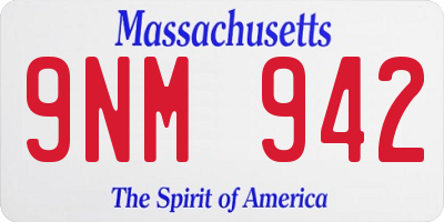 MA license plate 9NM942