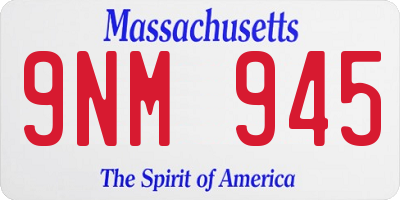 MA license plate 9NM945