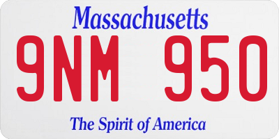 MA license plate 9NM950