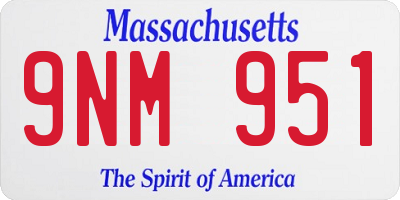 MA license plate 9NM951
