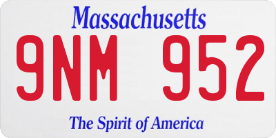 MA license plate 9NM952
