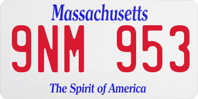 MA license plate 9NM953