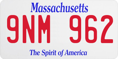 MA license plate 9NM962