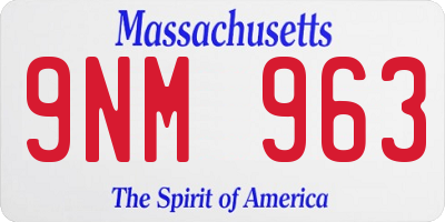 MA license plate 9NM963