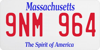 MA license plate 9NM964