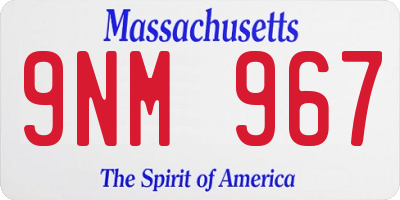 MA license plate 9NM967
