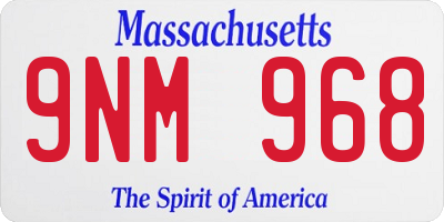 MA license plate 9NM968