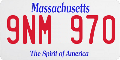 MA license plate 9NM970