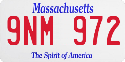 MA license plate 9NM972