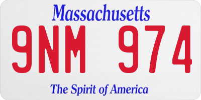 MA license plate 9NM974