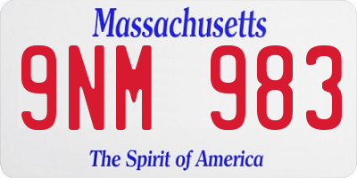 MA license plate 9NM983