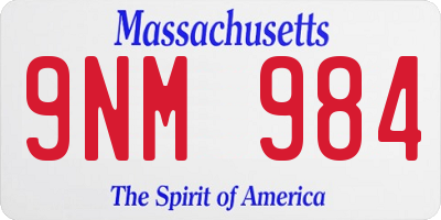 MA license plate 9NM984